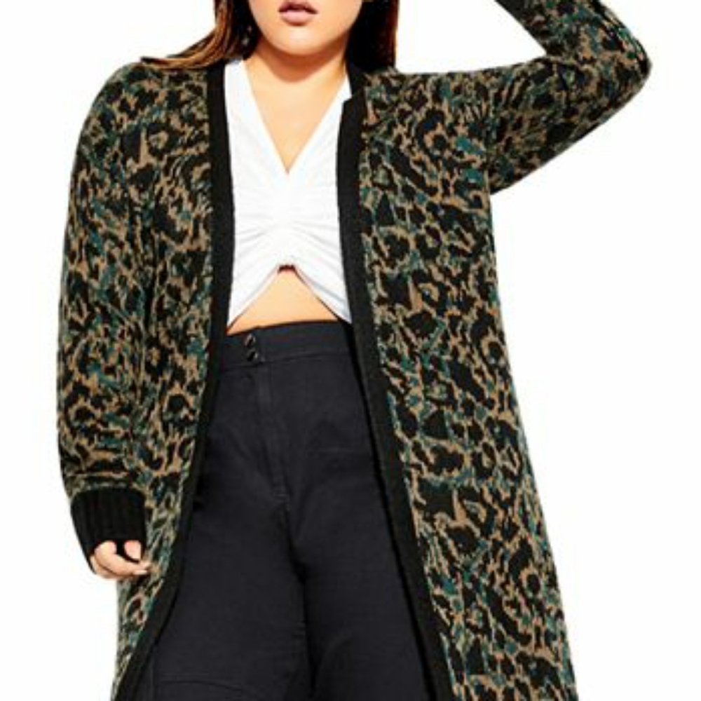 City Chic Soft Leopard Cardigan
